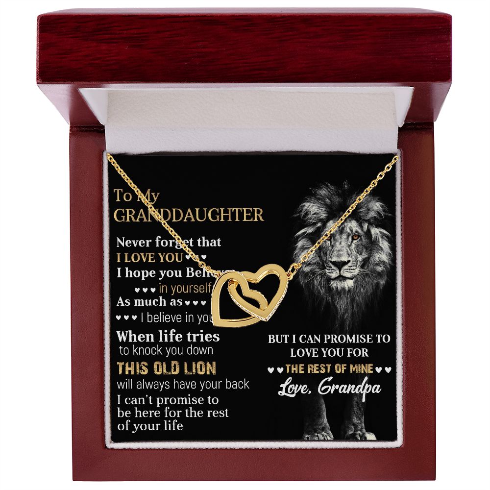 To my granddaughter | Never forget that I love you | Interlock heart necklace for granddaughter