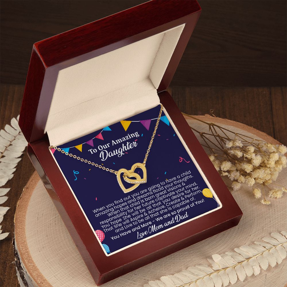 Amazing hopes and dreams | Interlock heart necklace gift for daughter