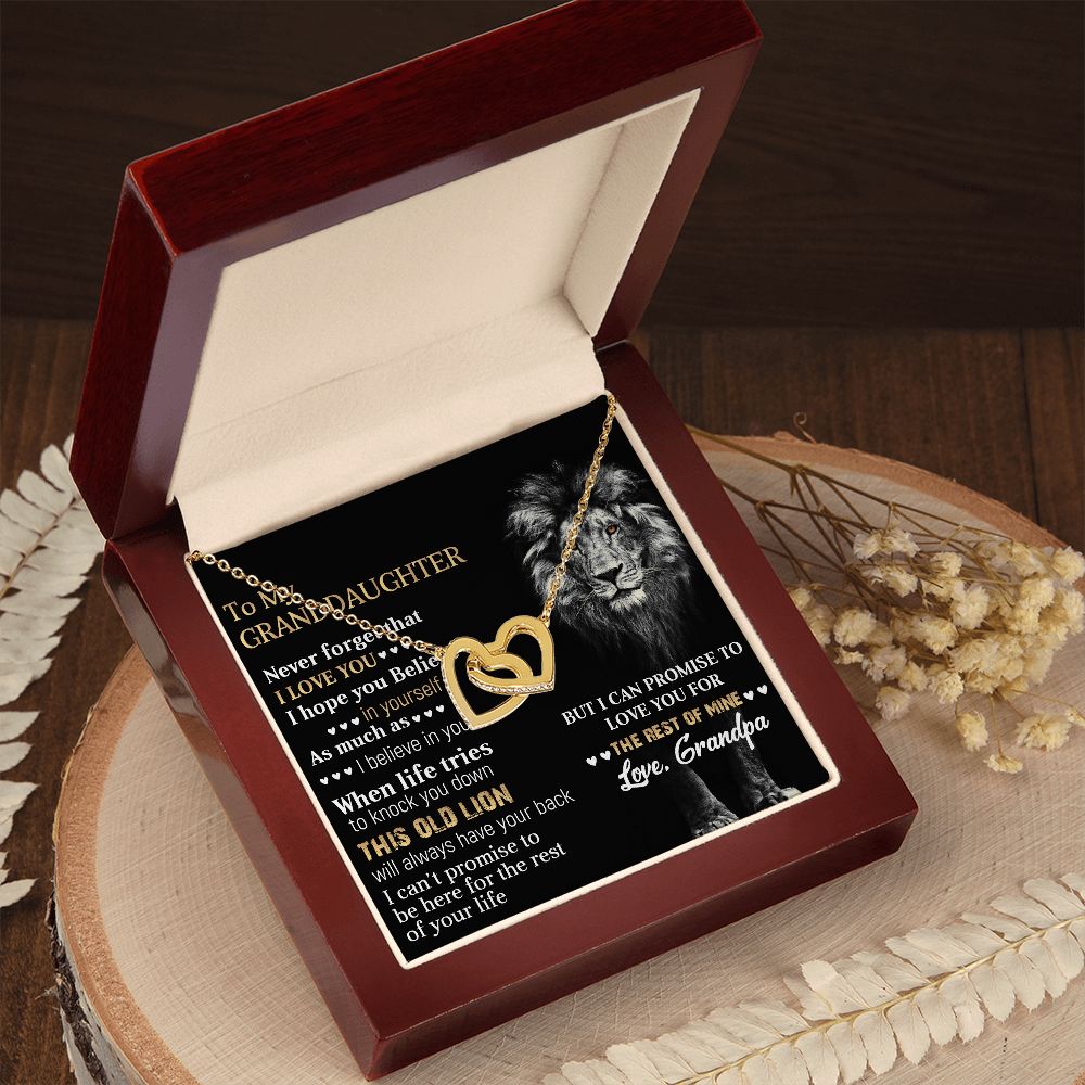 To my granddaughter | Never forget that I love you | Interlock heart necklace for granddaughter