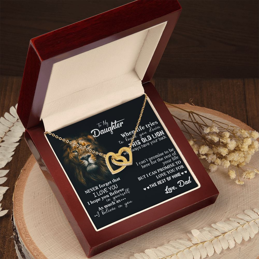 To my daughter | When life tries to knock you down | Interlocking heart necklace gift for daughter from dad