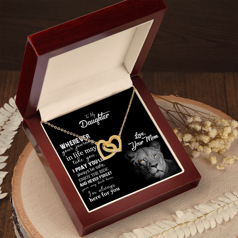To my daughter | Whenever your journey in life may take you | Interlocking heart necklace gift for daughter from mom
