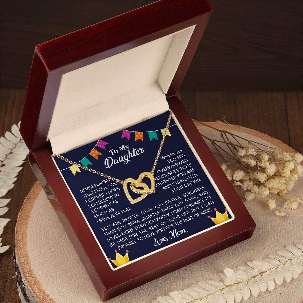 Never forget that I love you forever | Interlock heart necklace gift for daughter from Mom