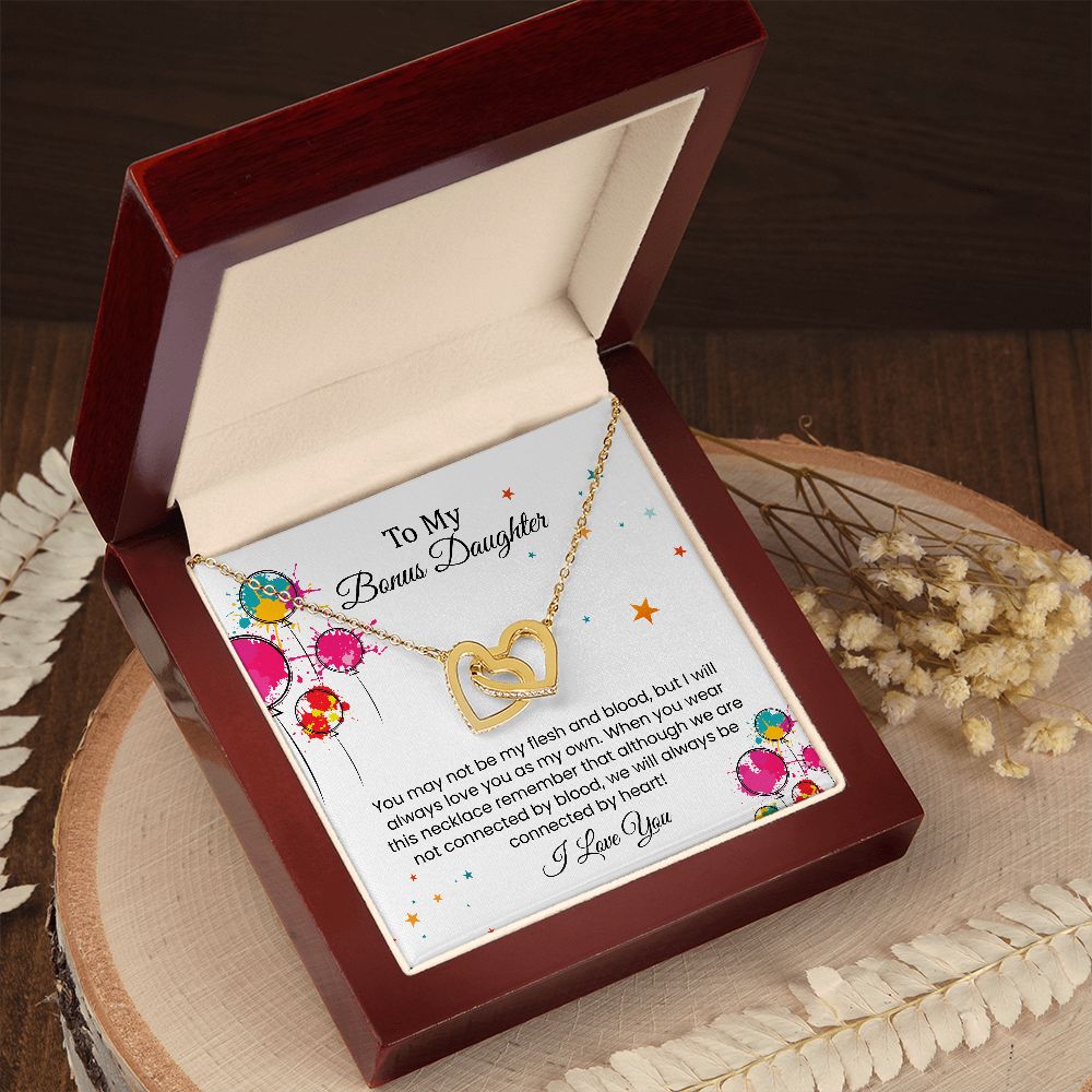 Love you as my own | Interlock heart necklace gift for bonus daughter