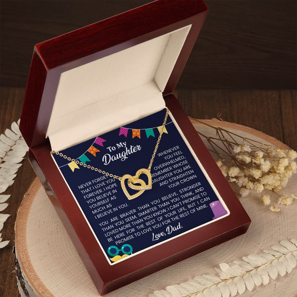 Never forget that I love you forever | Interlock heart necklace gift for daughter from Dad
