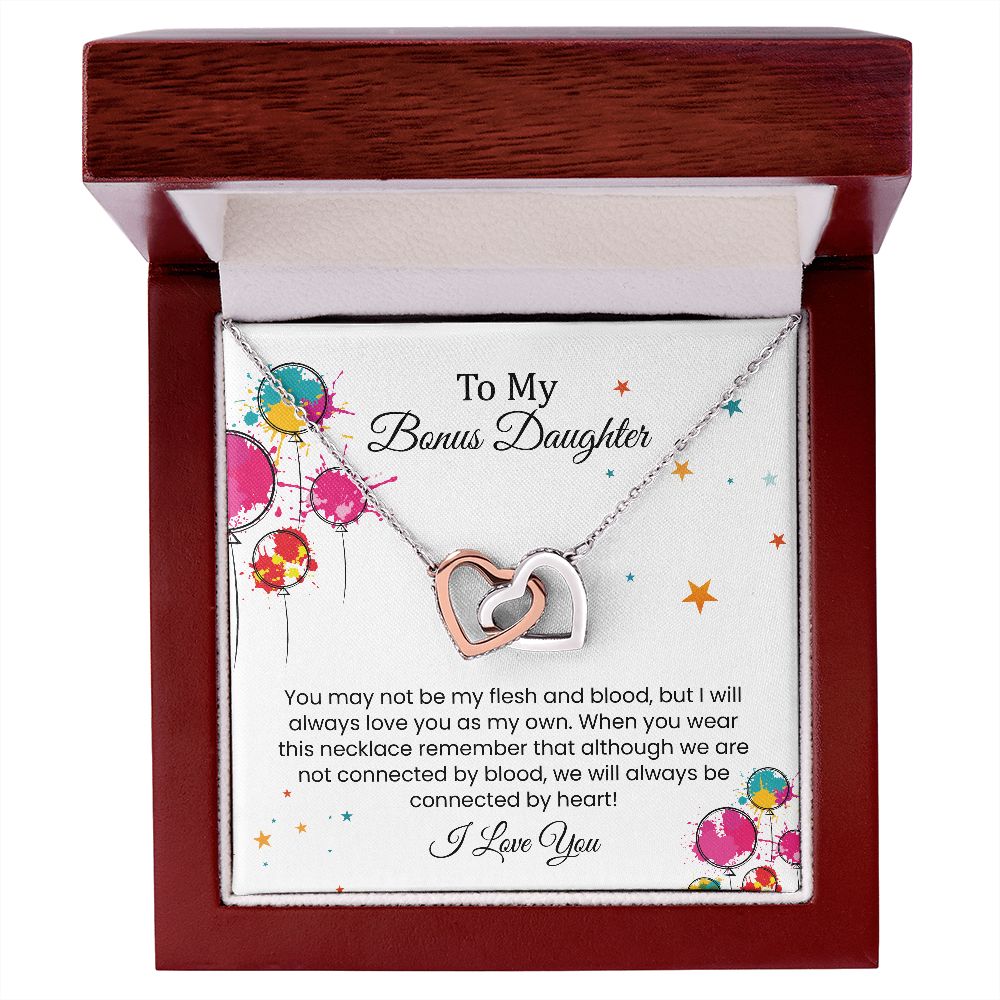 Love you as my own | Interlock heart necklace gift for bonus daughter