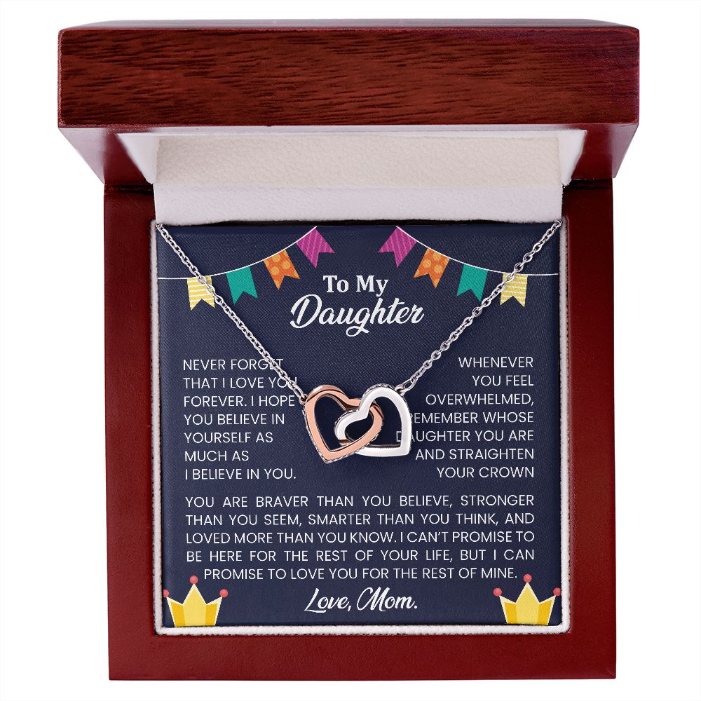 Never forget that I love you forever | Interlock heart necklace gift for daughter from Mom