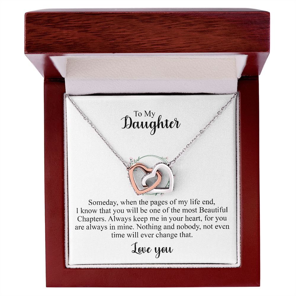 To My Daughter | Someday when the pages of my life end | Personalized message card with interlocking heart necklace gifts for her
