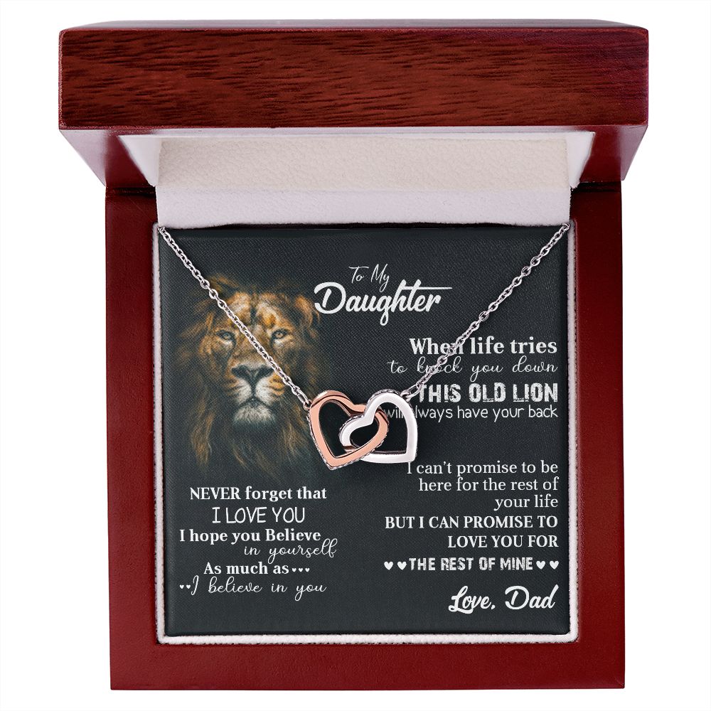 To my daughter | When life tries to knock you down | Interlocking heart necklace gift for daughter from dad