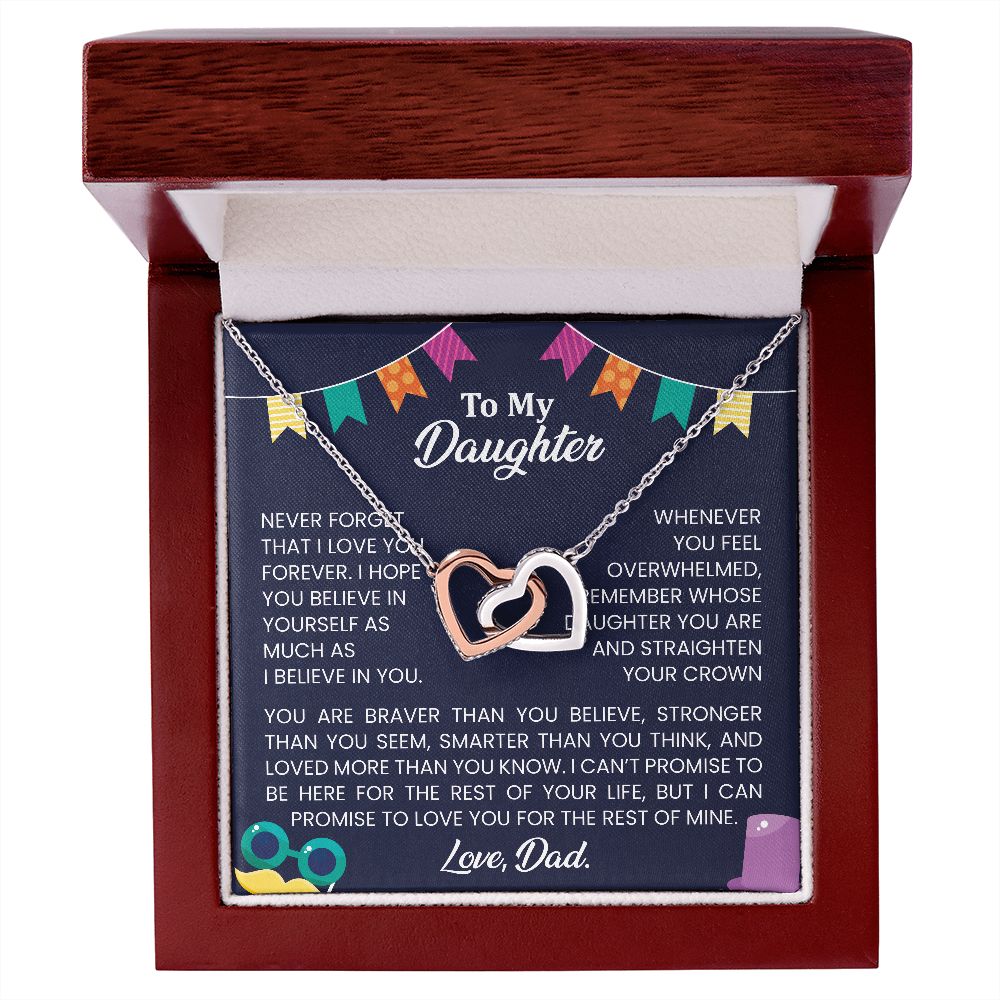 Never forget that I love you forever | Interlock heart necklace gift for daughter from Dad