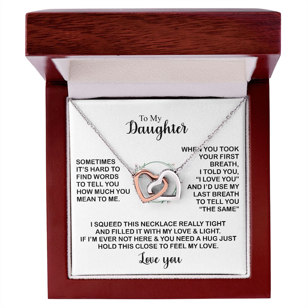 To my daughter | Sometimes it's hard to find words to tell you | Interlocking heart necklace gifts for daughter