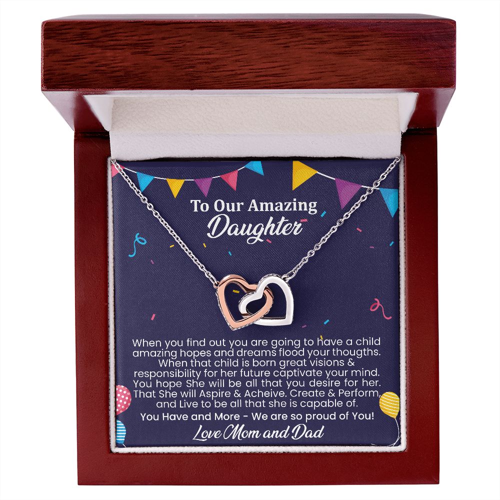 Amazing hopes and dreams | Interlock heart necklace gift for daughter