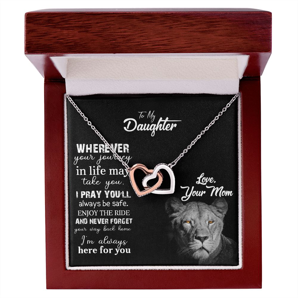 To my daughter | Whenever your journey in life may take you | Interlocking heart necklace gift for daughter from mom