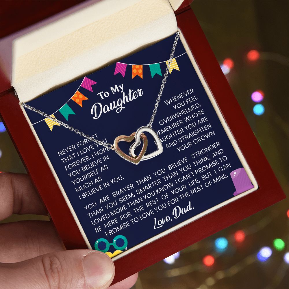 Never forget that I love you forever | Interlock heart necklace gift for daughter from Dad