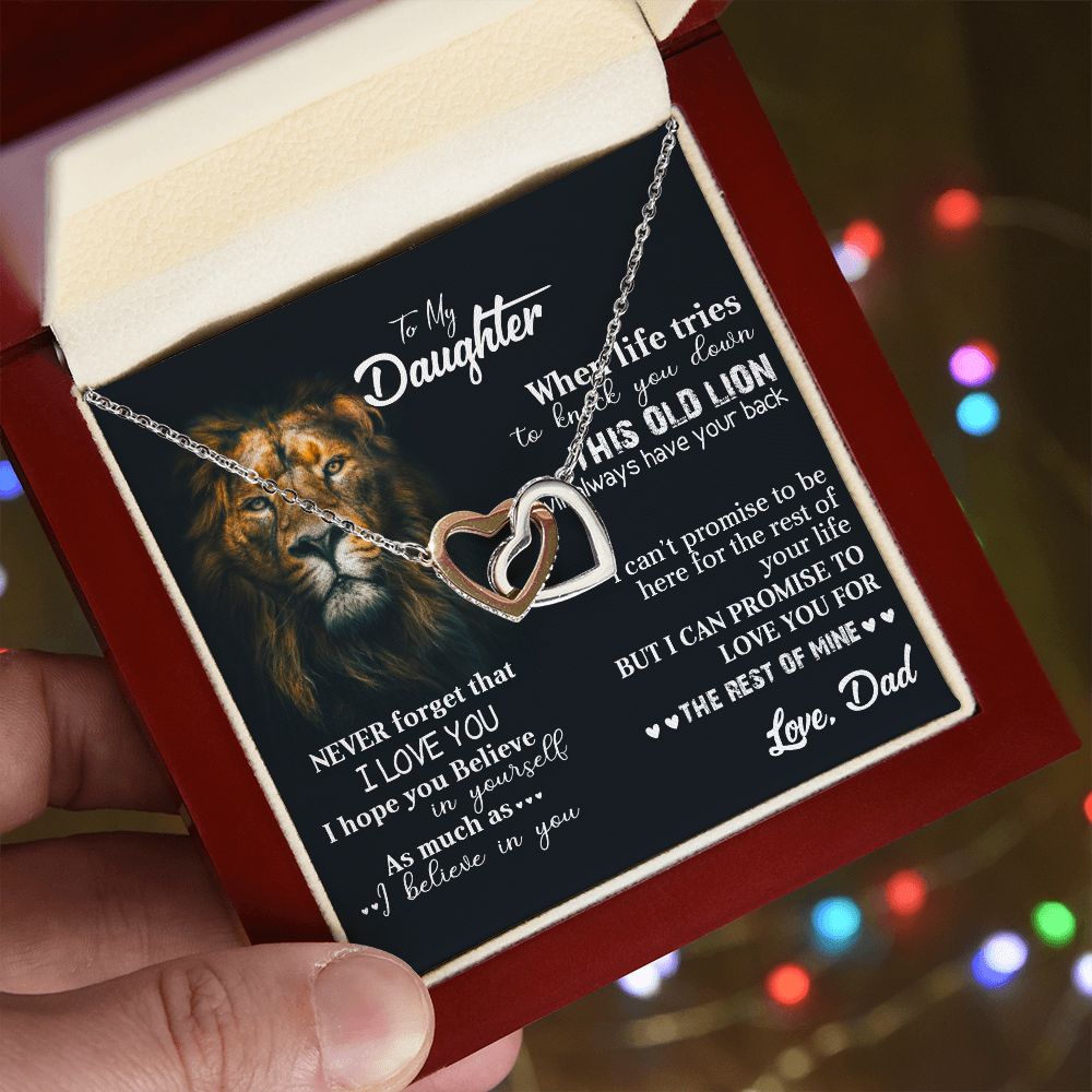 To my daughter | When life tries to knock you down | Interlocking heart necklace gift for daughter from dad