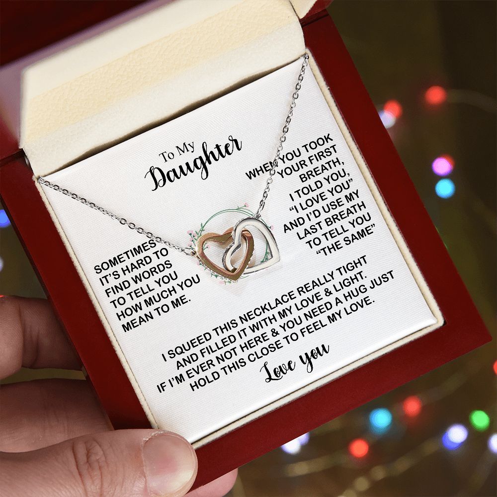To my daughter | Sometimes it's hard to find words to tell you | Interlocking heart necklace gifts for daughter