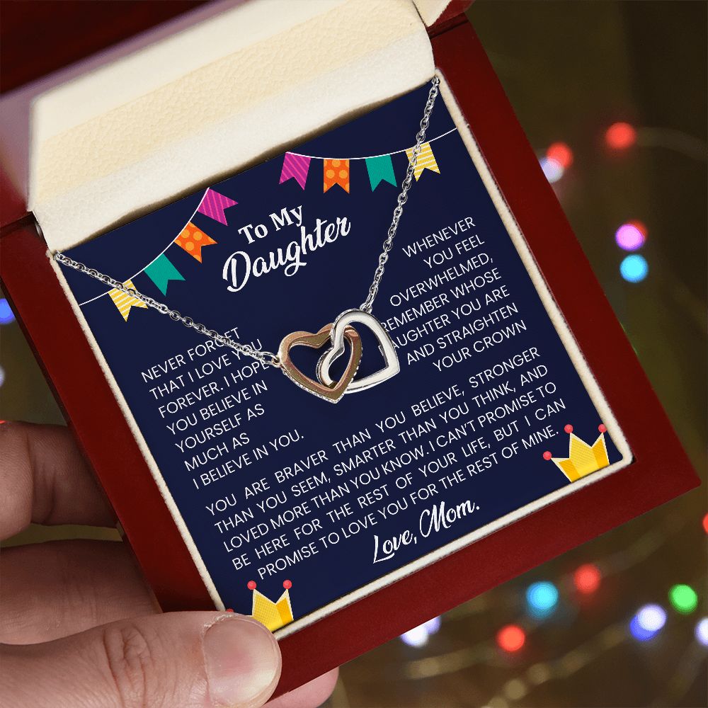 Never forget that I love you forever | Interlock heart necklace gift for daughter from Mom