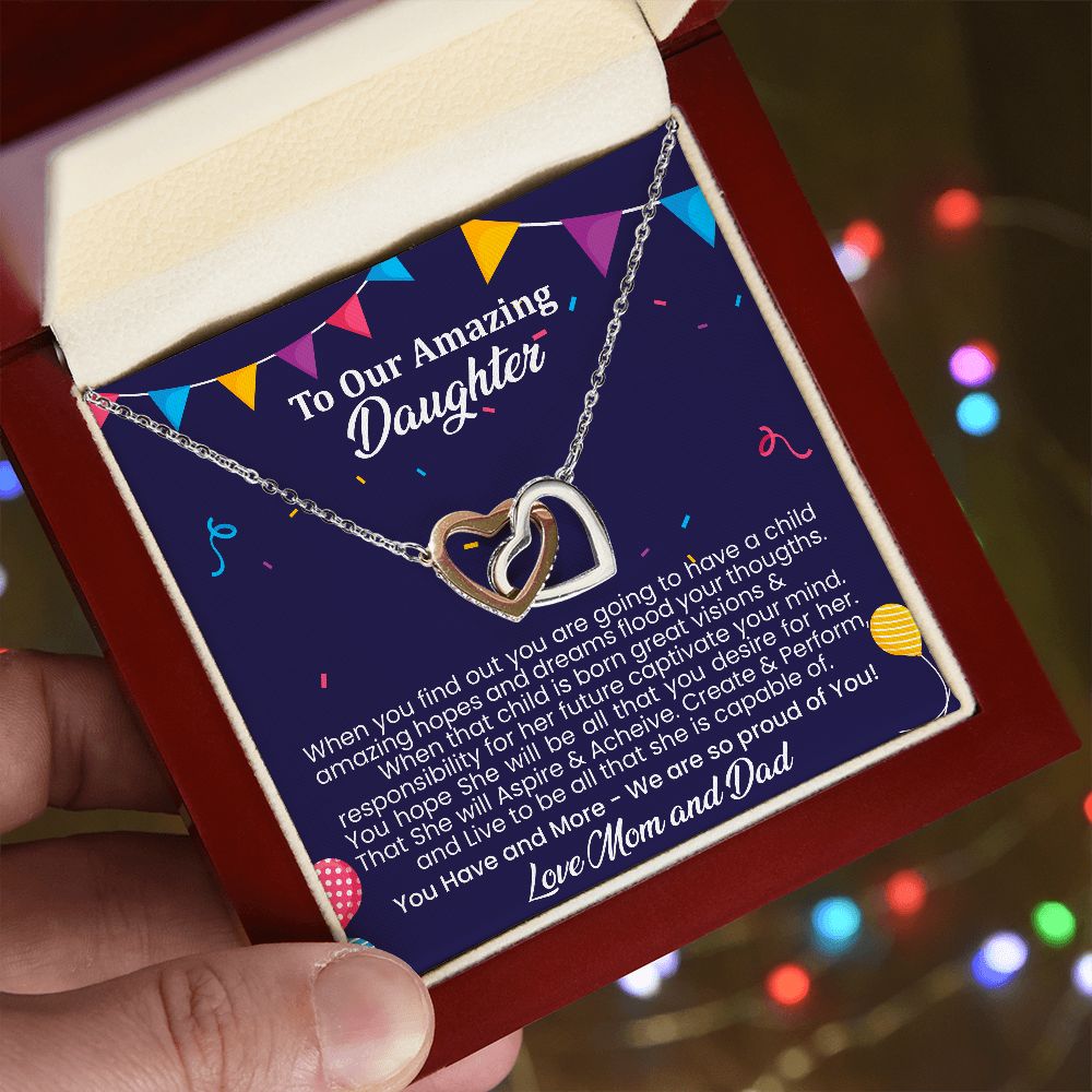 Amazing hopes and dreams | Interlock heart necklace gift for daughter