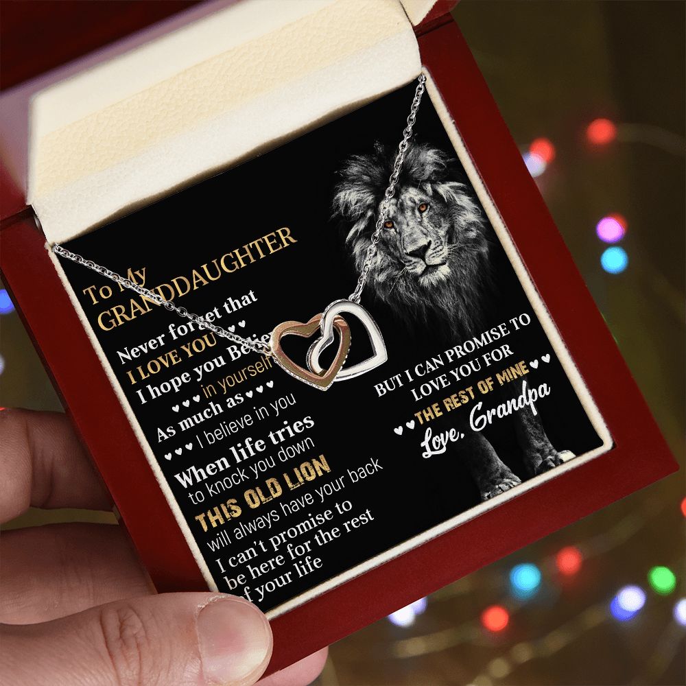 To my granddaughter | Never forget that I love you | Interlock heart necklace for granddaughter