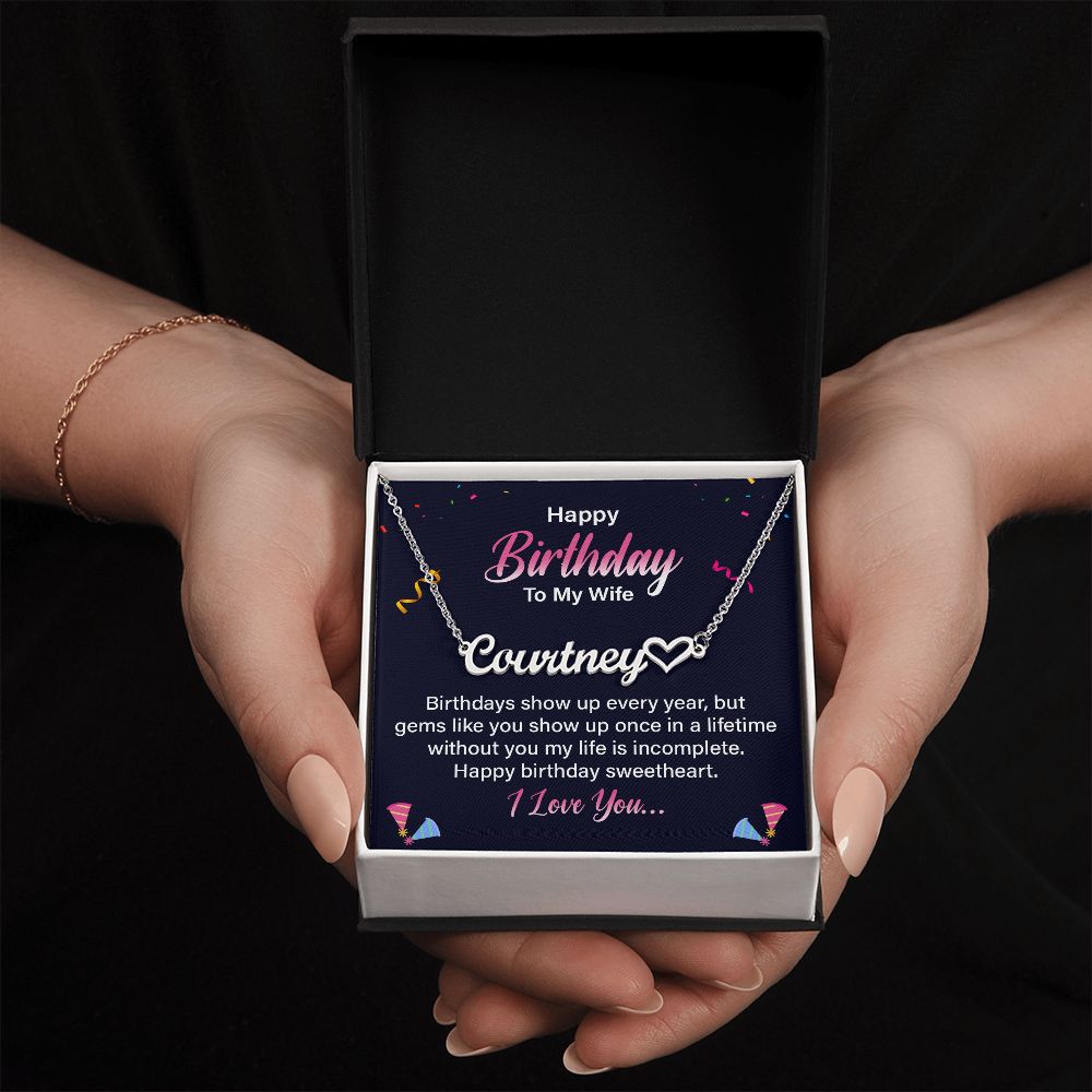One in a lifetime customized name necklace for your Wife's Birthday