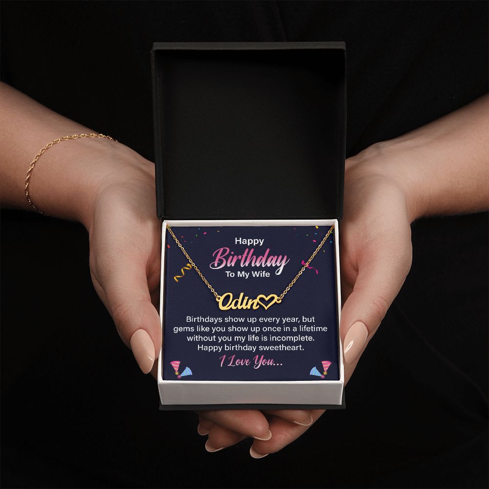 One in a lifetime customized name necklace for your Wife's Birthday