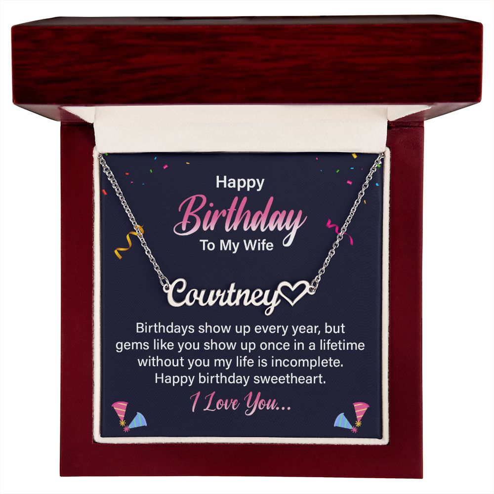 One in a lifetime customized name necklace for your Wife's Birthday
