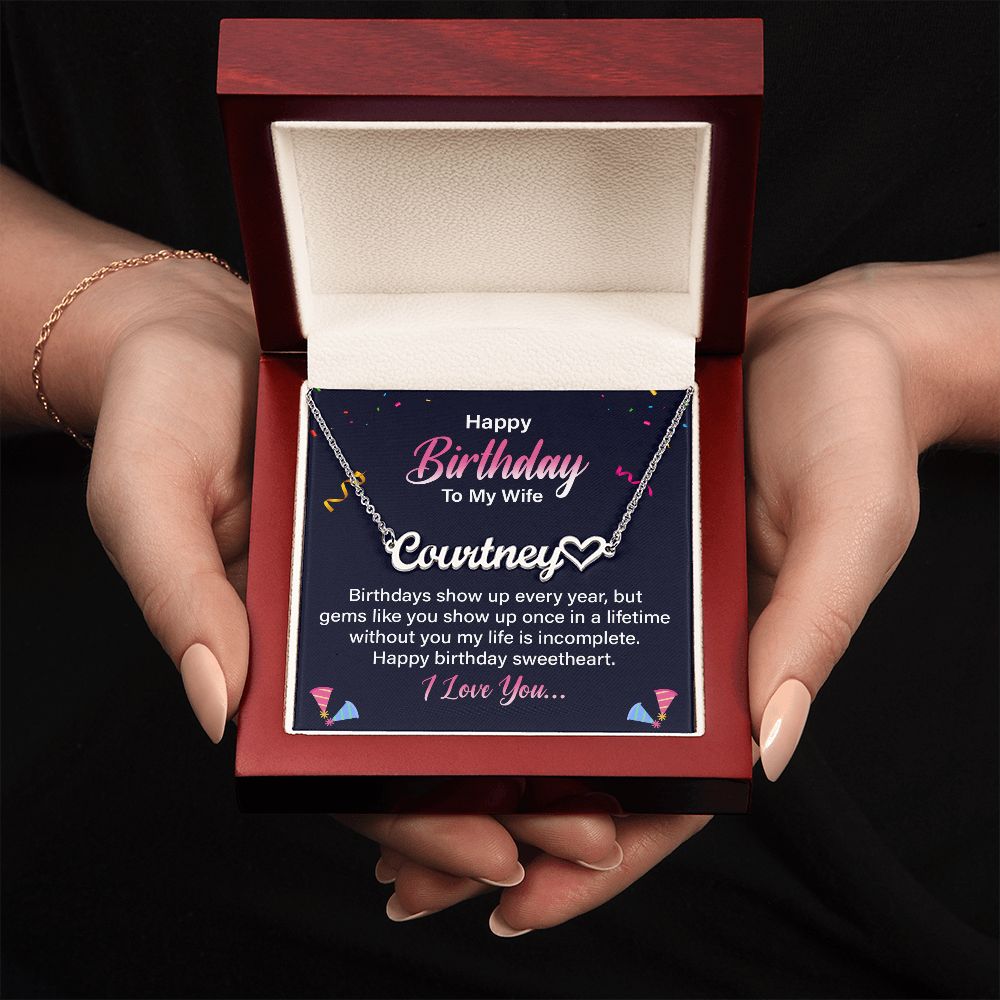 One in a lifetime customized name necklace for your Wife's Birthday