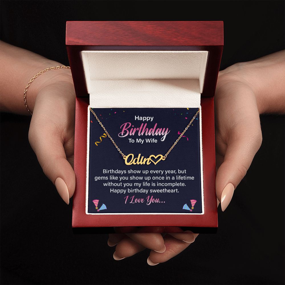 One in a lifetime customized name necklace for your Wife's Birthday