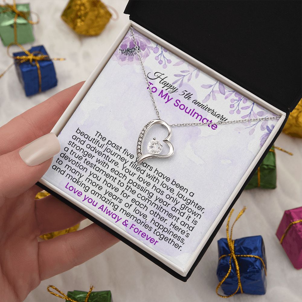 The past five years have been a beautiful journey filled with love | Forever love necklace gift for 5th anniversary