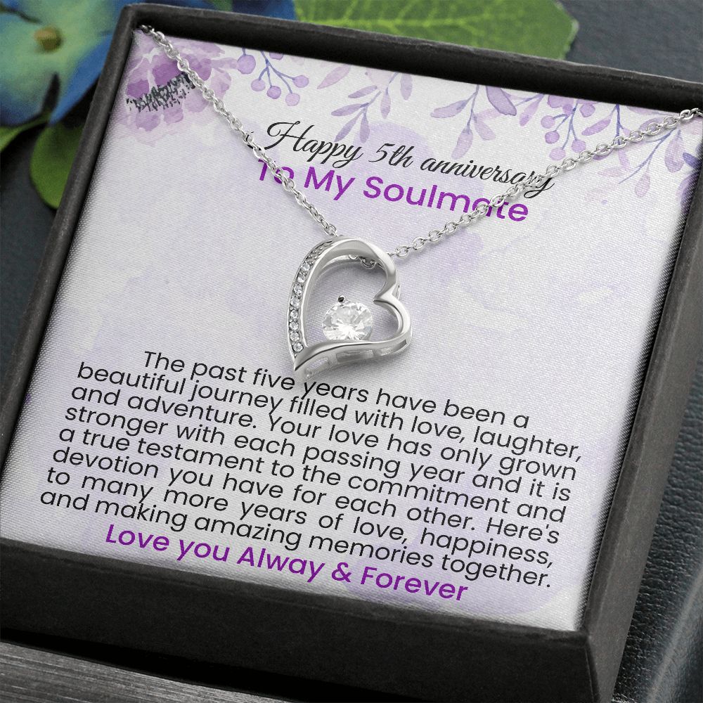 The past five years have been a beautiful journey filled with love | Forever love necklace gift for 5th anniversary