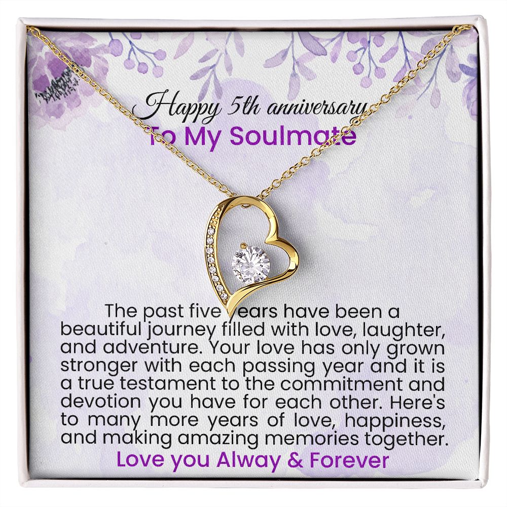 The past five years have been a beautiful journey filled with love | Forever love necklace gift for 5th anniversary