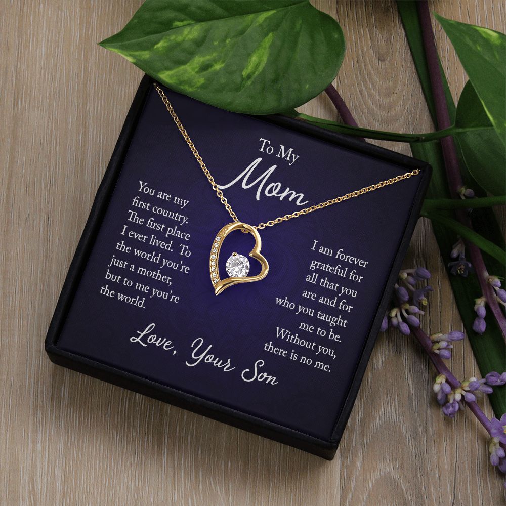 To my mom - you are my first country - Forever love necklace gifts for mom