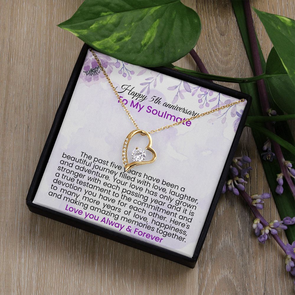 The past five years have been a beautiful journey filled with love | Forever love necklace gift for 5th anniversary