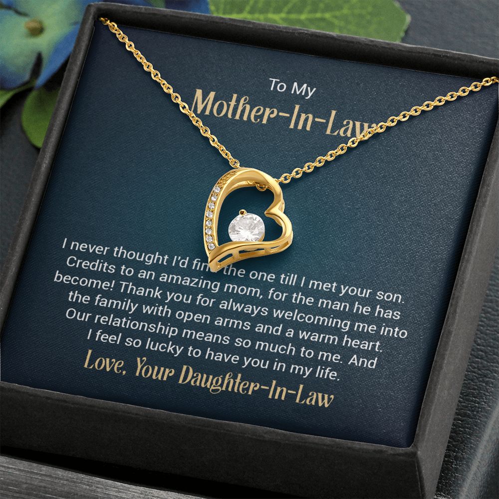 To my mother - in - law - I never thought I'd find the one till I met your son - Forever love necklace gifts for mother-in-law