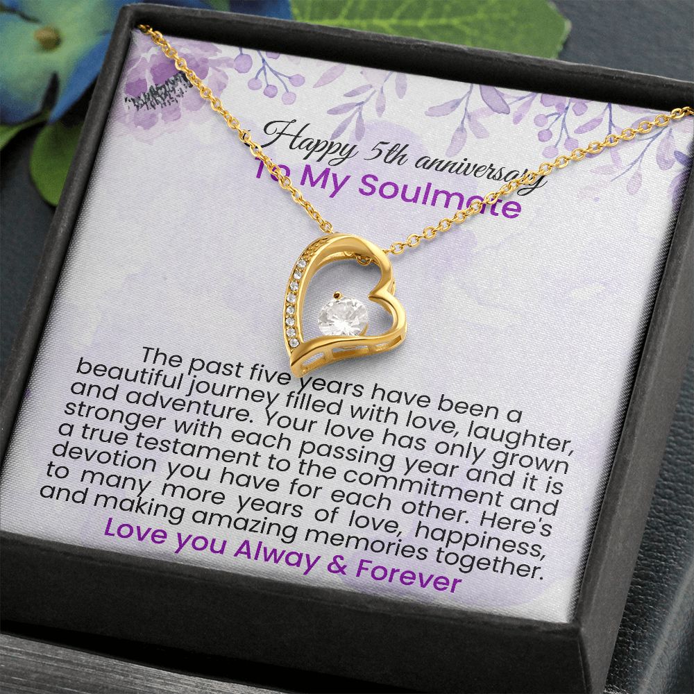 The past five years have been a beautiful journey filled with love | Forever love necklace gift for 5th anniversary