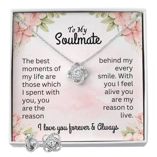 Gifts for Soulmate with Love Knot Heart Necklace and Personalized Message Card