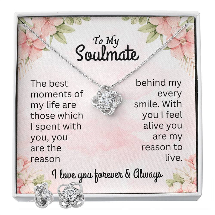 Gifts for Soulmate with Love Knot Heart Necklace and Personalized Message Card