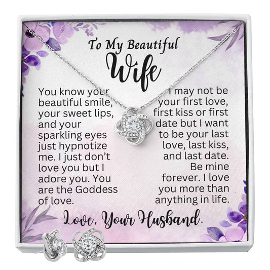 Be Mine Forever | Love Knot Necklace with Personalized Message Card for Wife