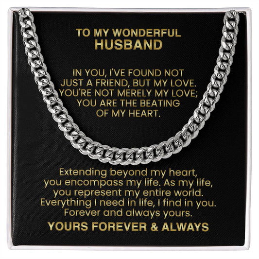 Cuban Necklace with Heartfelt Message for Your Cherished Husband