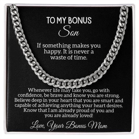 Gifts for bonus son, gifts for bonus son from mom, mom and bonus son, Cuban Link Chain for bonus son