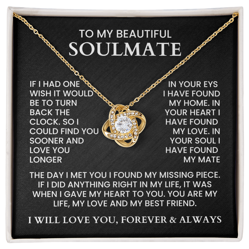 To My Beautiful Soulmate - Love Knot Necklace Necklace - Gift Set - F11