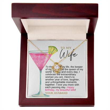 Birthday Gift for Wife | Love Knot Necklace with Personalized Message Card | Gifts for Her