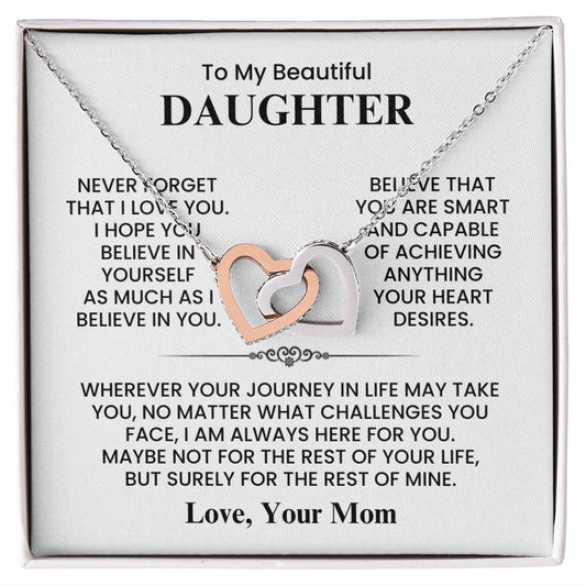 To My Daughter - Love Mom - Necklace Gift Set