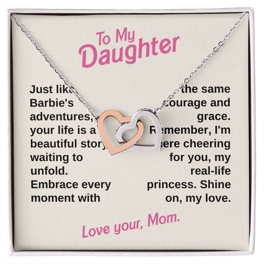 Mom's Message & Interlocking Heart Necklace | Perfect Gifts for Daughter