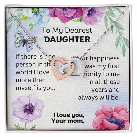 Heart Melting Gifts for Daughter: Personalized Message Card and Interlocking Necklace