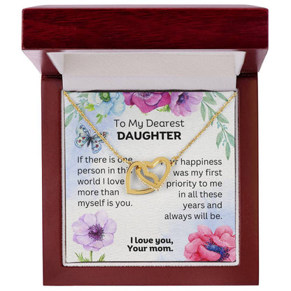 Heart Melting Gifts for Daughter: Personalized Message Card and Interlocking Necklace