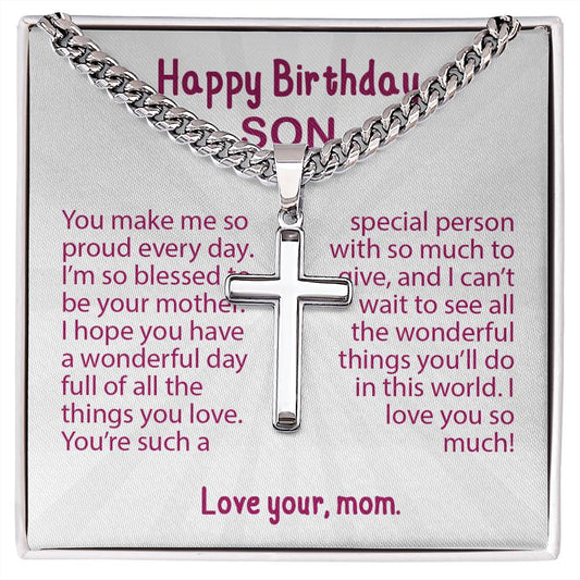 Birthday gifts for son, gifts for son from mom, Gifts for son, mom and son, Cross Necklace for son