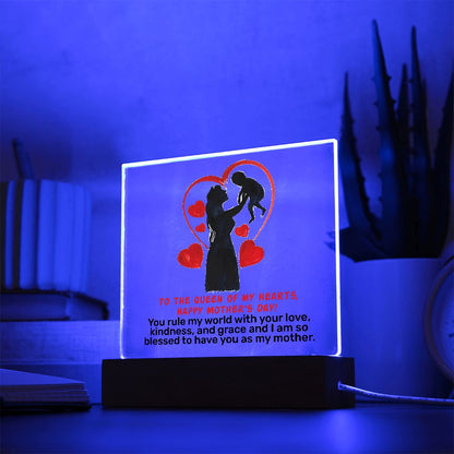 To the queen of my heart | Happy Mother's Day Gifts for Mom Square Acrylic Plaque!
