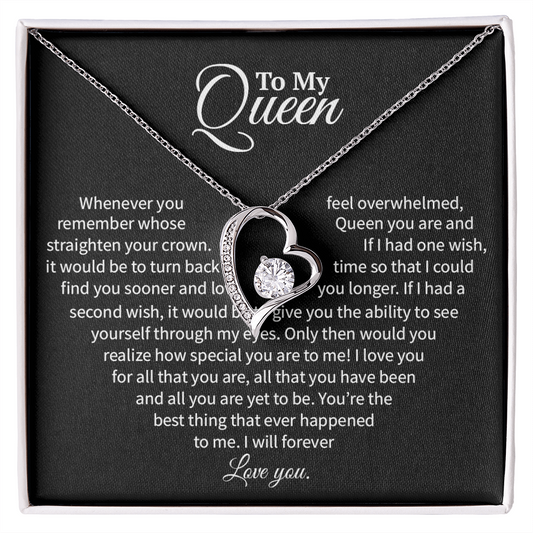 A Heartfelt Message to My Queen - Timeless Wishes and Endless Adoration (Forever Love Necklace)