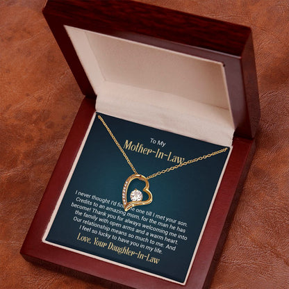 To my mother - in - law - I never thought I'd find the one till I met your son - Forever love necklace gifts for mother-in-law