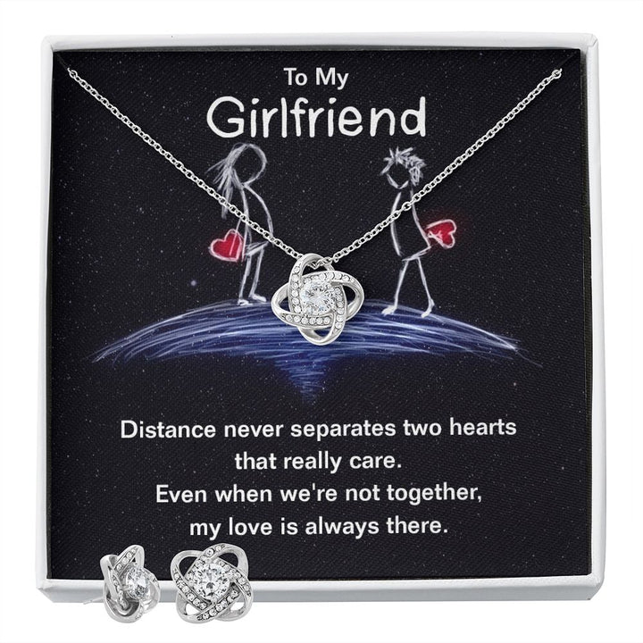 To my girlfriend | Distance never separates two hearts | Best Love Knot Necklace and Message Card for Your Beloved One